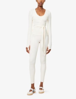 Sisterly Tribe Womens Off White Soft Ballet Wrap Modal-jersey Top In White