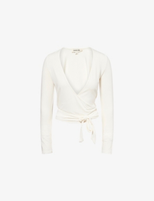Sisterly Tribe Womens Off White Soft Ballet Wrap Modal-jersey Top In White