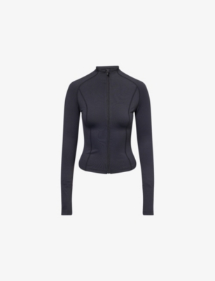 Sisterly Tribe Womens Black Softsculpt Zip Jersey Jacket In Black