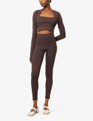 Sisterly Tribe Womens Espresso Softsculpt Bolero Long-sleeve Jersey Top In Brown