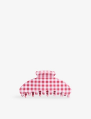 Emi Jay Womens Cherry Gingham Big Effing Cellulose-acetate Hair Clip In Red