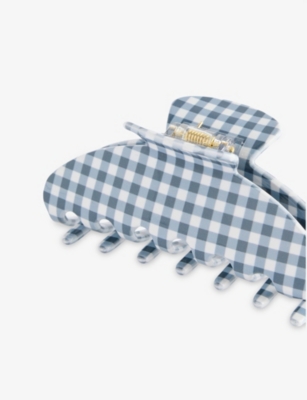 Emi Jay Womens Navy Gingham Big Effing Cellulose-acetate Hair Clip In Multi