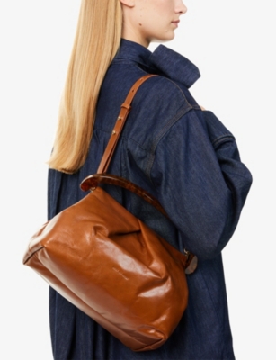 Dries Van Noten Womens Tan Small Leather Top-handle Bag In Brown