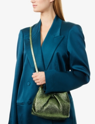 DRIES VAN NOTEN: Crinkled Metallic Small Leather Top-Handle Bag