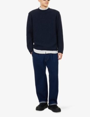 Finisterre Mens Indigo Barents Long-sleeve Wool-blend Jumper In Purple