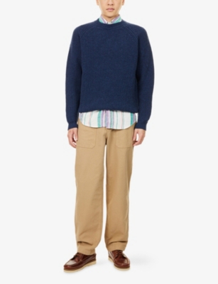 Finisterre Mens Flint Basset Straight-leg Cotton Utility Trousers In Gray