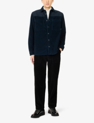 Finisterre Mens  Basset Straight-leg Cotton-corduroy Utility Trousers In Black