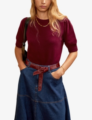Ro&zo Womens Red Short-sleeve Cashmere Knit Jumper In Burgundy