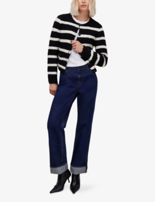 RO&ZO: Striped Bouclé Knitted Cardigan