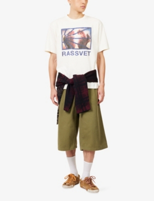 Rassvet Mens Off White Logo Graphic Print Cotton T-shirt In White