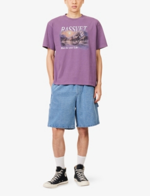 Rassvet Mens Purple Horses Graphic Print Cotton T-shirt In Purple