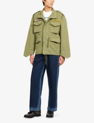 Rassvet Mens Green Military Badge-embellished Cotton-canvas Jacket In Green