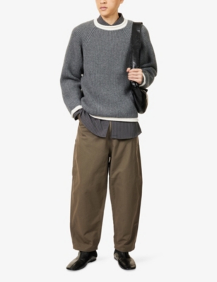 Diomene Mens Coal Smoke Rolling Raglan-sleeves Wool Jumper In Gray
