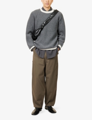 Diomene Mens Canteen Relaxed-fit Wide-leg Cotton Trousers In Brown