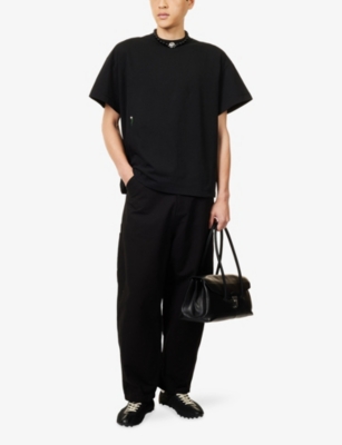 DIOMENE: Flower-Embroidery Crewneck Cotton-Jersey T-Shirt