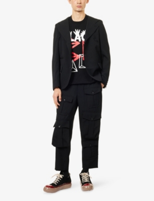 Black Comme Des Garcon Mens Black Printed Short-sleeves Cotton-jersey T-shirt In Black