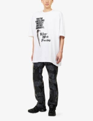 Black Comme Des Garcon Mens White Black Comme Des Garçons X Nike Oversized Cotton-jersey T-shirt In White