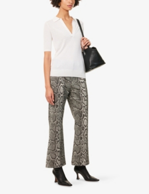 Gabriela Hearst Womens Greyscale Ezra Snake-pattern Bootcut Denim Jeans In Multi