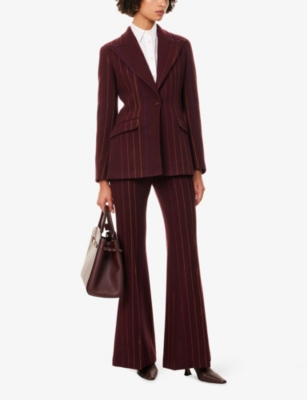 Gabriela Hearst Womens Rhein Stripe Cashmere-blend Trousers Burnt Sienna Multi In Multi