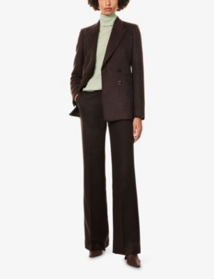 Gabriela Hearst Womens Chocolate Vesta Straight-leg Brushed Silk Trousers In Brown