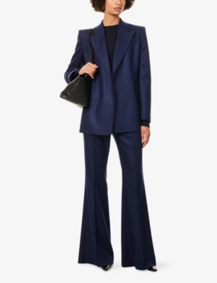 Gabriela Hearst Womens Navy Mairi Brushed Wool-blend Blazer In Blue