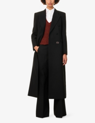 Gabriela Hearst Womens Julien Long Wool Coat Black In Black
