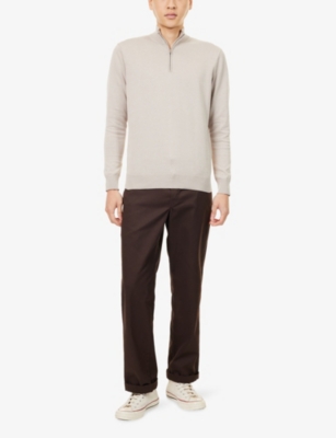 Arne Mens Stone Funnel-neck Half-zip Knitted Jumper Xxl In Gray