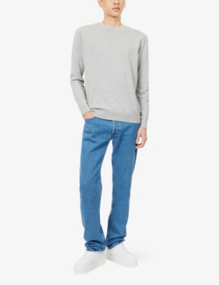 Arne Mens Marl Grey Crewneck Long-sleeve Knitted Jumper In Gray