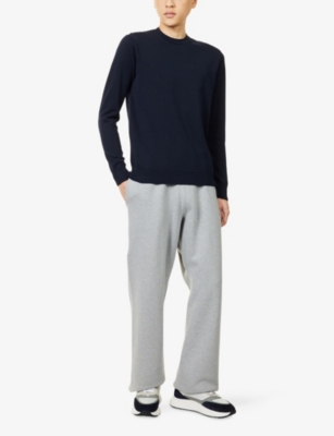 Arne Mens Navy Crewneck Long-sleeve Knitted Jumper Xxl In Blue