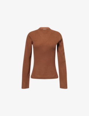 Le Kasha Womens Cinnamon Utah Ribbed Cashmere Knitted Top In Brown