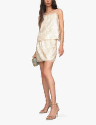REISS: Salia Sequin-Embellished Woven Mini Skirt