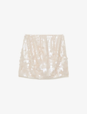 REISS: Salia Sequin-Embellished Woven Mini Skirt