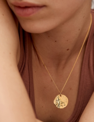 Monica Vinader Womens Libra Zodiac 18ct Yellow Gold Vermeil Pendant Necklac In Gold