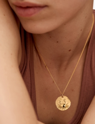 Monica Vinader Womens Cancer Zodiac 18ct Yellow Gold Vermeil Pendant Necklac In Gold