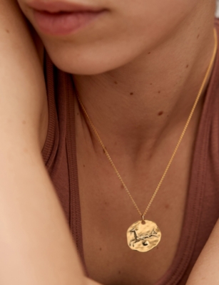 Monica Vinader Womens Capricorn Zodiac 18ct Yellow Gold Vermeil Pendant Necklac In Gold