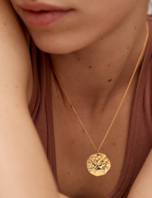 Monica Vinader Womens Sagittarius Zodiac 18ct Yellow Gold Vermeil Pendant Necklac In Gold