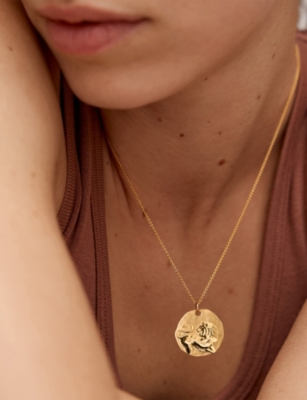 Monica Vinader Womens Leo Zodiac 18ct Yellow Gold Vermeil Pendant Necklac In Gold