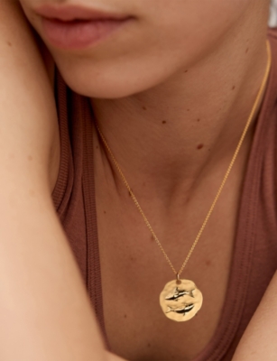 Monica Vinader Womens Pisces Zodiac 18ct Yellow Gold Vermeil Pendant Necklac In Gold