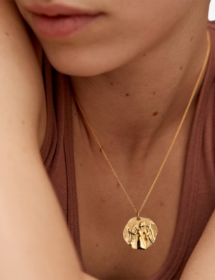Monica Vinader Womens Virgo Zodiac 18ct Yellow Gold Vermeil Pendant Necklac In Gold