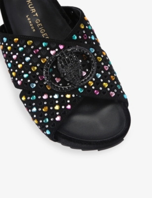 KURT GEIGER LONDON: Chelsea Cross-Strap Suede Sandals