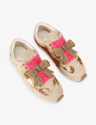 KURT GEIGER LONDON: Islington Bow Suede Trainers