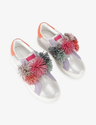 KURT GEIGER LONDON: Laney Pom-Pom Leather Trainers
