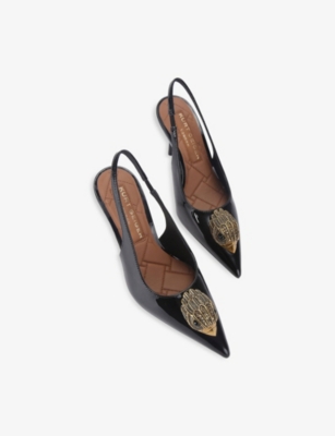 KURT GEIGER LONDON: Belgravia Eagle Patent-Leather Heeled Slingbacks