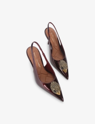 KURT GEIGER LONDON: Belgravia Eagle Patent-Leather Heeled Slingbacks
