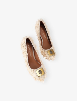 Kurt Geiger Womens Pimlico Woven Heeled Courts Beige Comb Eur 38/5 Uk In Neutral