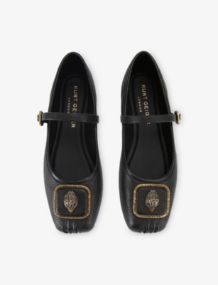 KURT GEIGER LONDON: Pimplico Embellished Leather Ballet Flats
