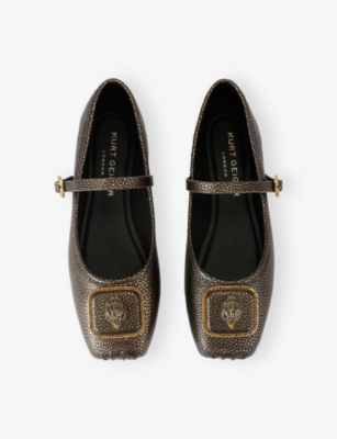 KURT GEIGER LONDON: Pimplico Embellished Leather Ballet Flats