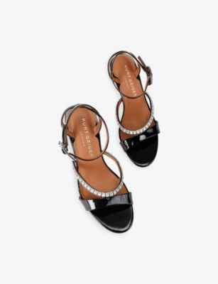 KURT GEIGER LONDON: Crystal Strap Patent-Leather Heeled Sandals
