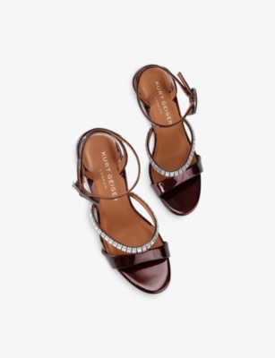 KURT GEIGER LONDON: Crystal Strap Patent-Leather Heeled Sandals