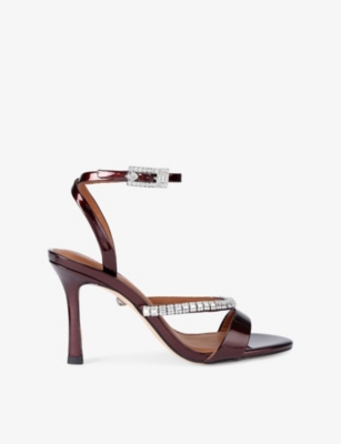 KURT GEIGER LONDON: Crystal Strap Patent-Leather Heeled Sandals
